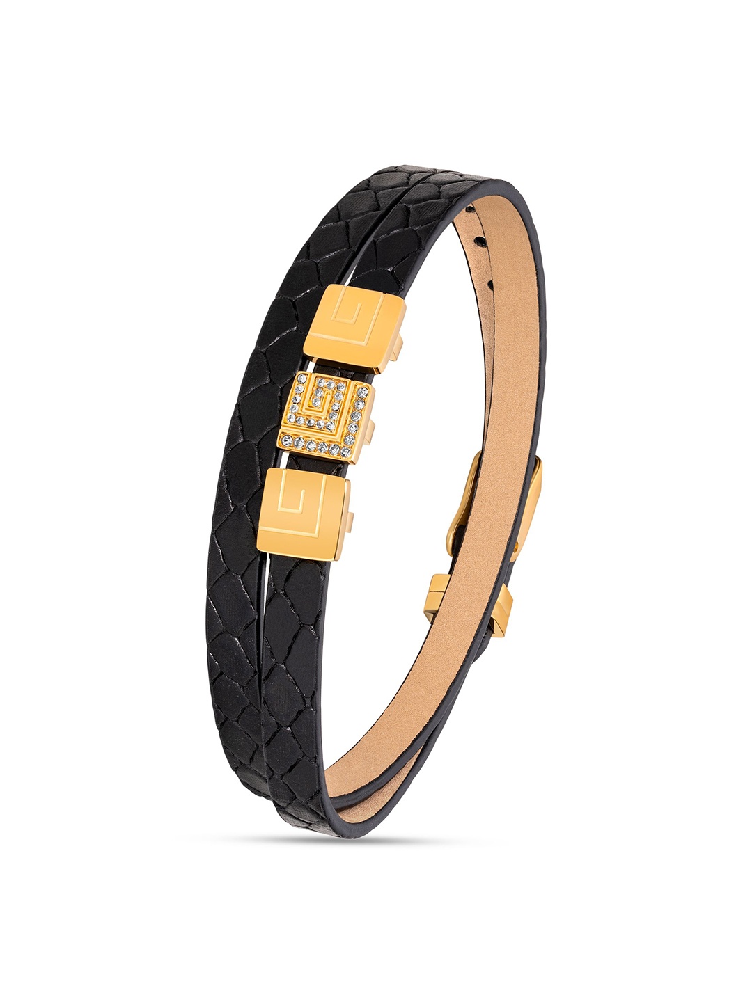 

Guy Laroche Elise Gold-Plated Leather & Stainless Steel Wraparound Bracelet