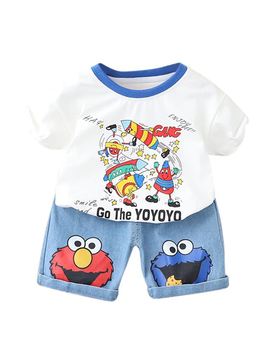 

StyleCast x Revolte Boys Printed Pure Cotton T-shirt with Shorts, White
