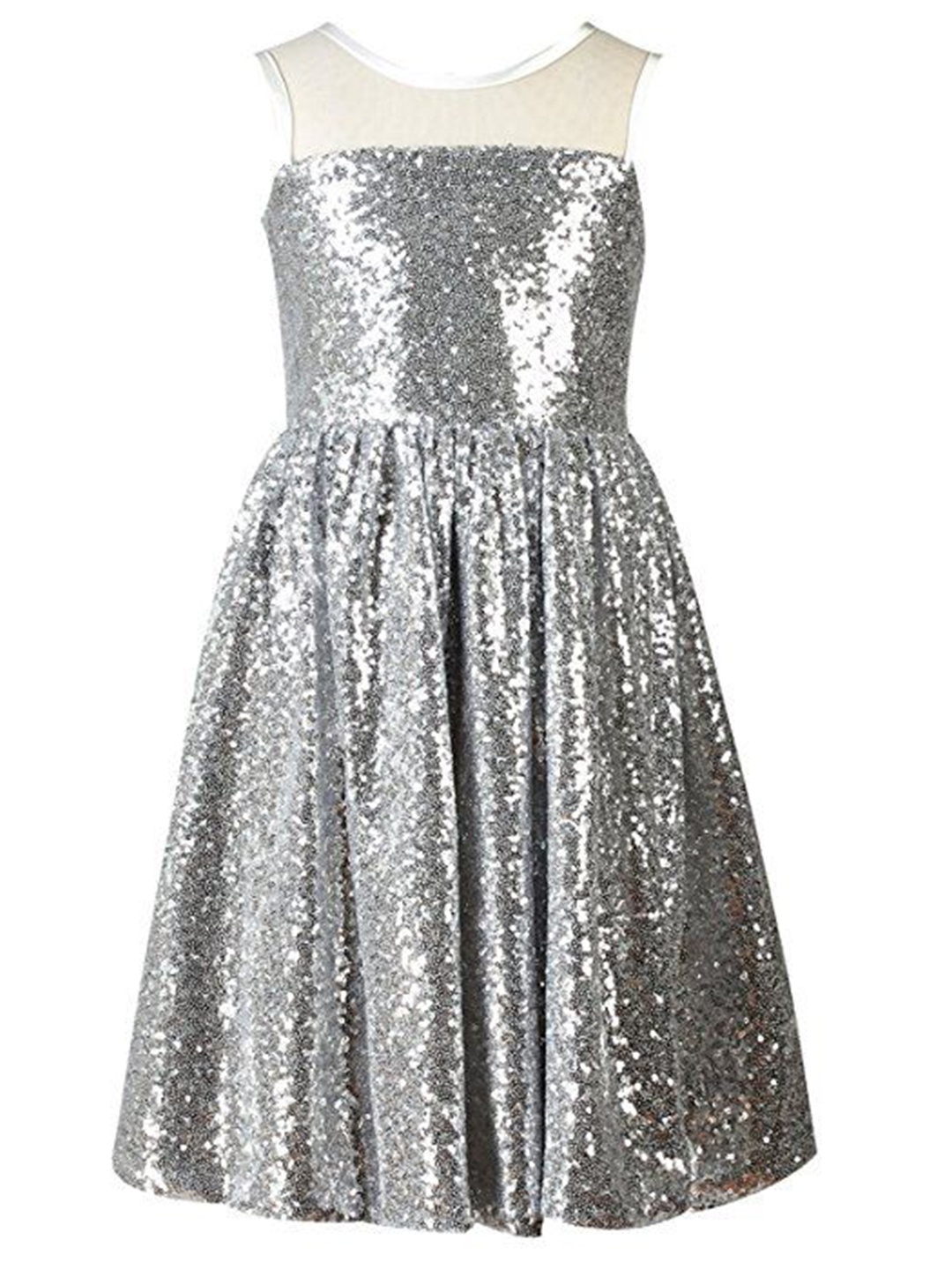 

FAIRY DOLLS Girls Embellished Fit and Flare Dress, Silver