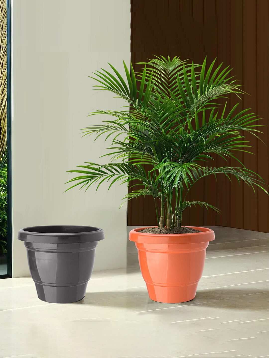 

Kuber Industries Orange & Black 2 Pieces 2-Layer Durable Planters