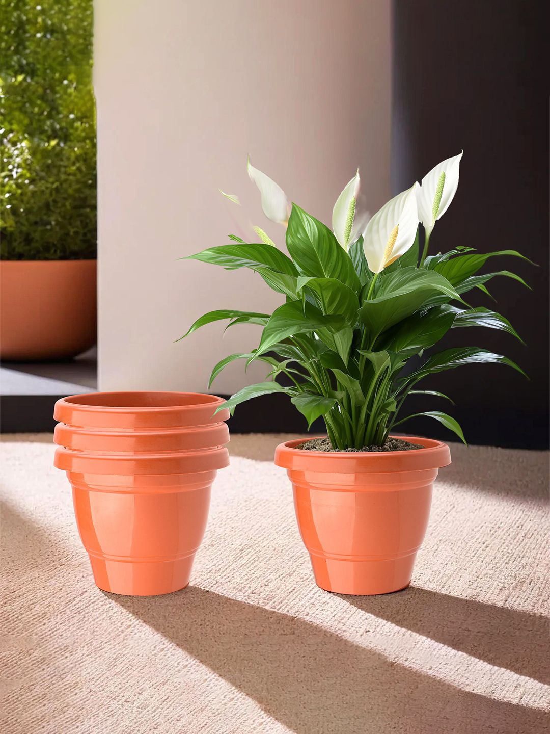 

Kuber Industries Orange 4 Pieces 2-Layer Planters