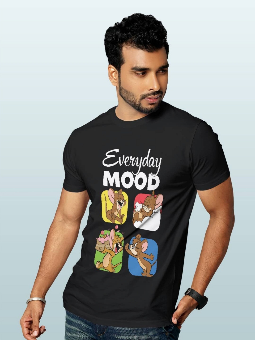 

macmerise Men Printed Applique T-shirt, Black