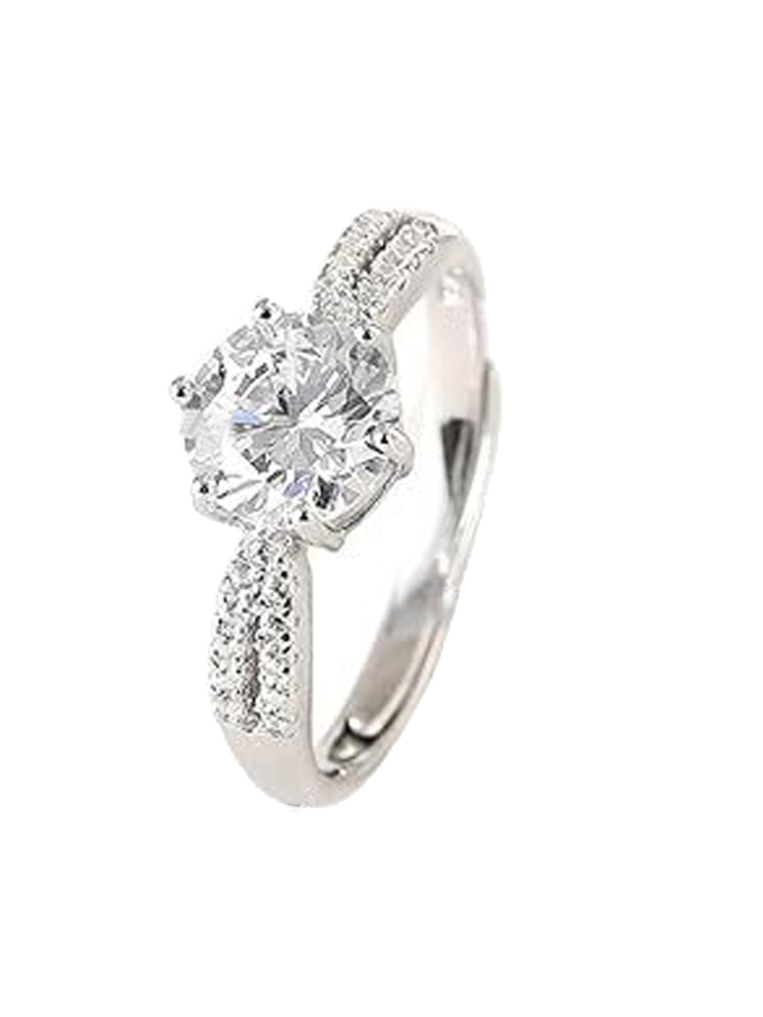 

BRD Jewelry 925 Sterling Silver Rhodium Plated Cubic Zirconia Stone Finger Ring