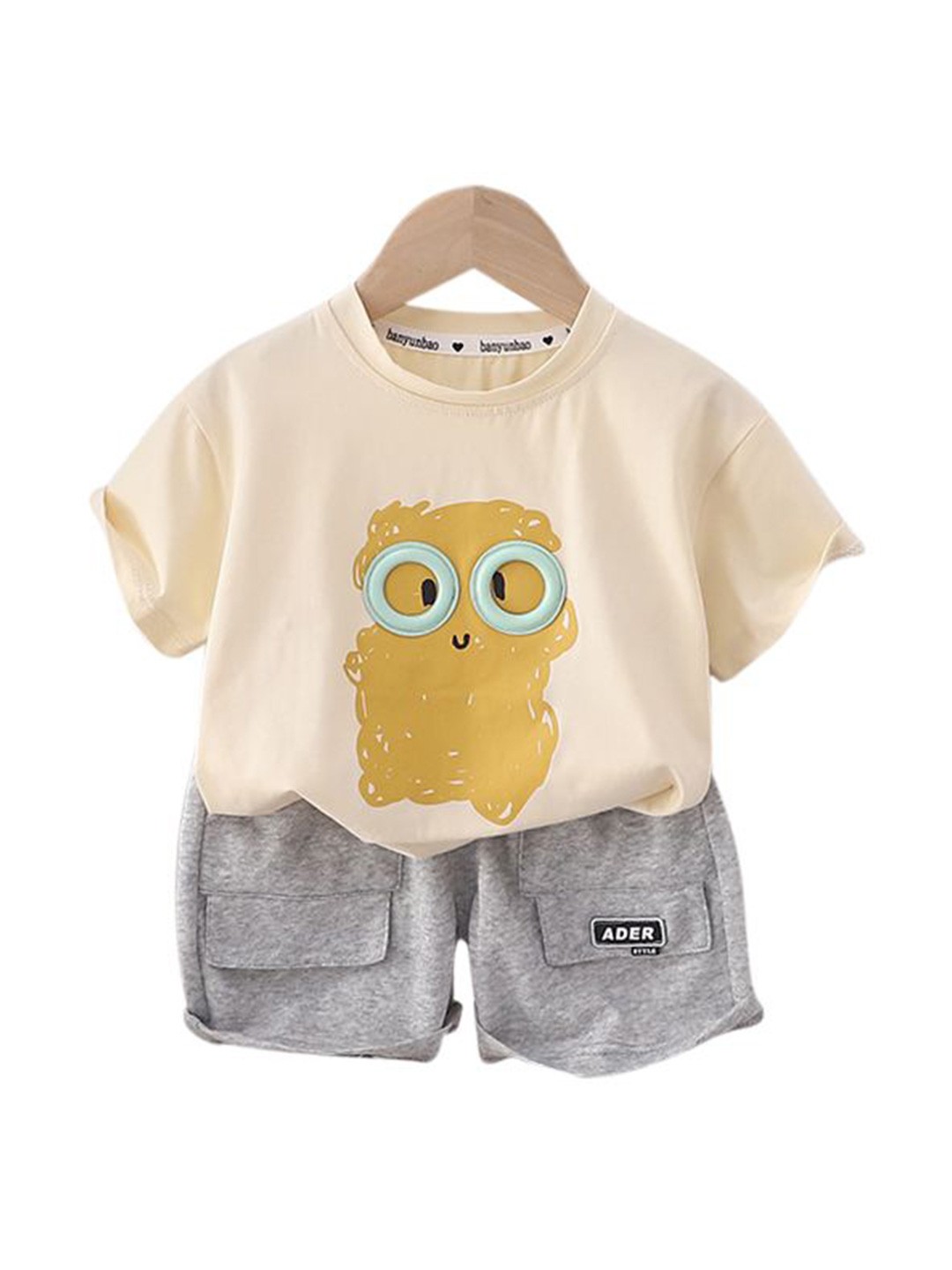 

StyleCast x Revolte Infant Boys Printed Pure Cotton T-shirt With Shorts, Beige