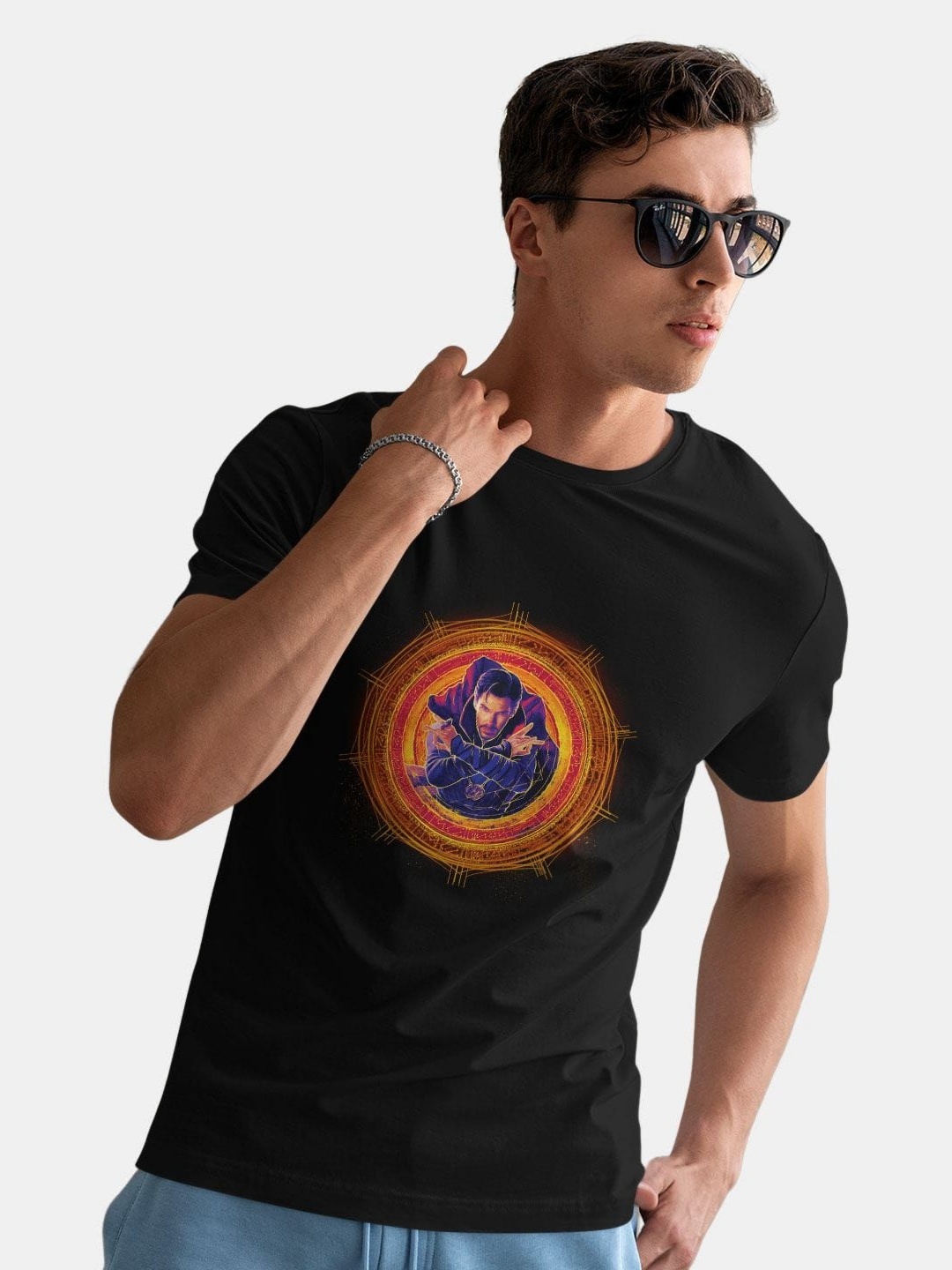 

macmerise Men Printed Pockets T-shirt, Black