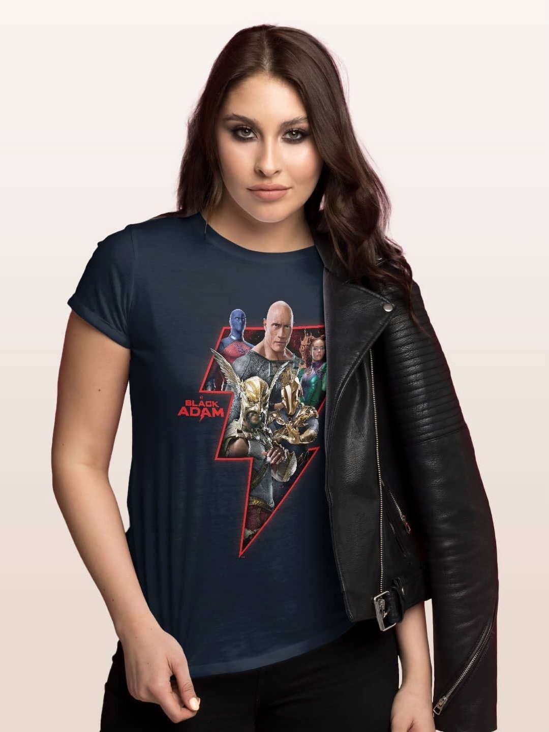 

macmerise Women Printed T-shirt, Navy blue