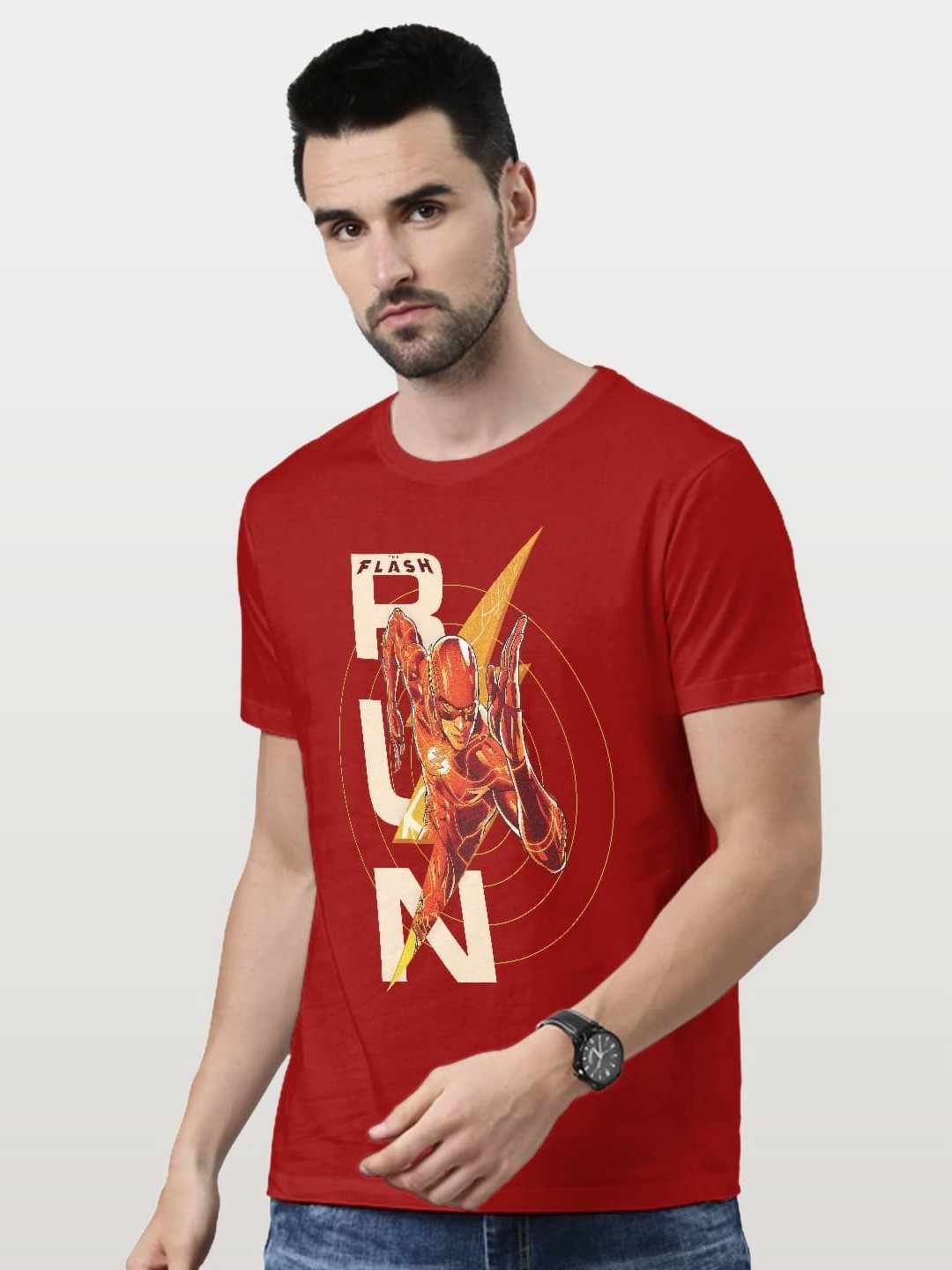 

macmerise Men Typography Printed Applique T-shirt, Red
