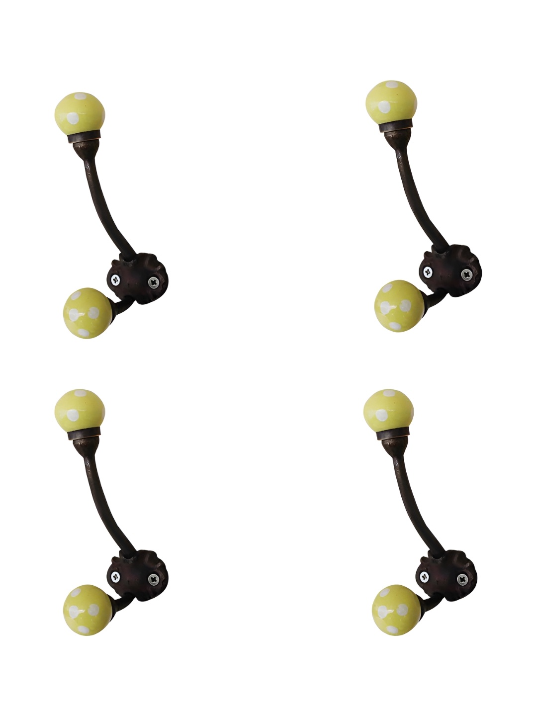 

Indianshelf Yellow & Brown 4 Pieces Printed Metal Hooks