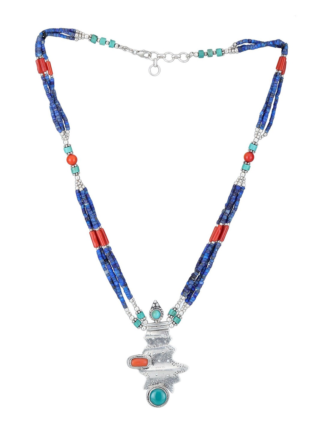 

Exotic India Sterling Silver-Plated Lapis Lazuli Beaded Necklace