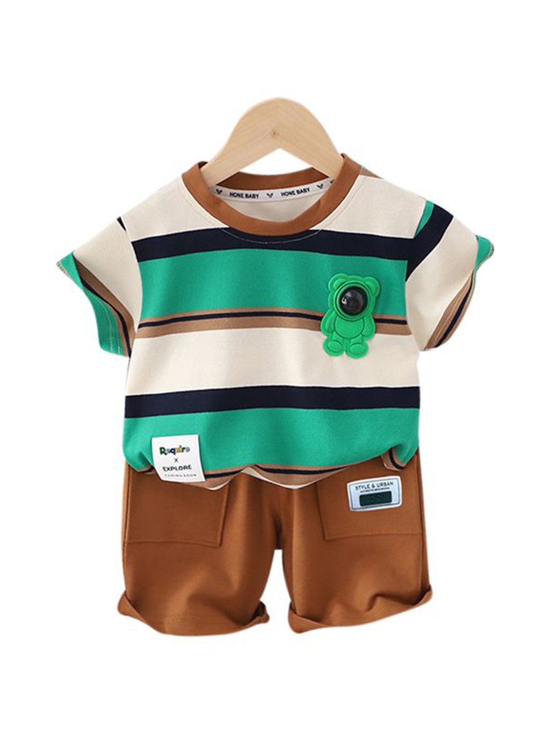 

StyleCast x Revolte Boys Printed Pure Cotton T-shirt with Shorts, Brown