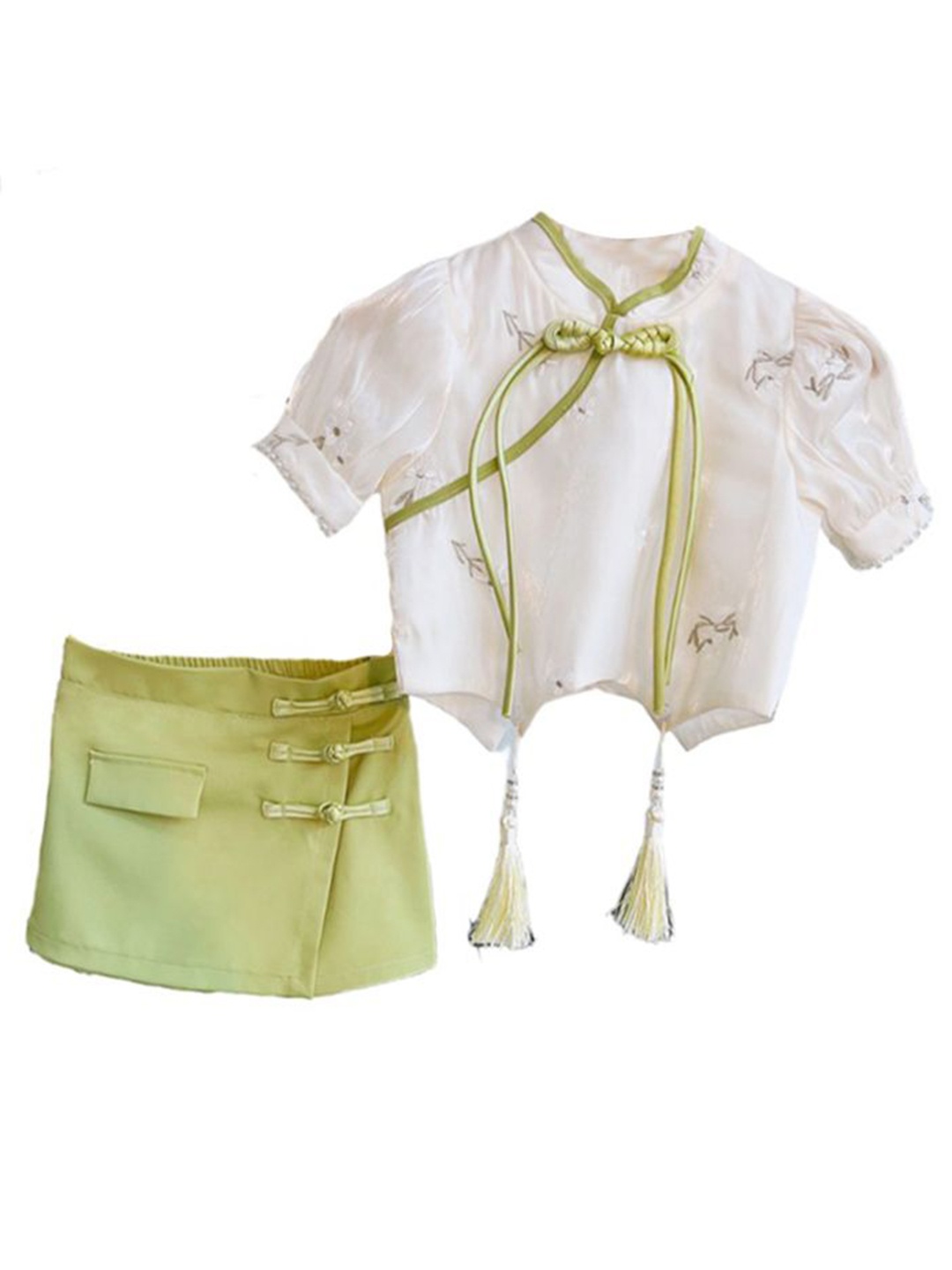 

StyleCast x Revolte Girls Printed Short Sleeves Top With Skirt, Green