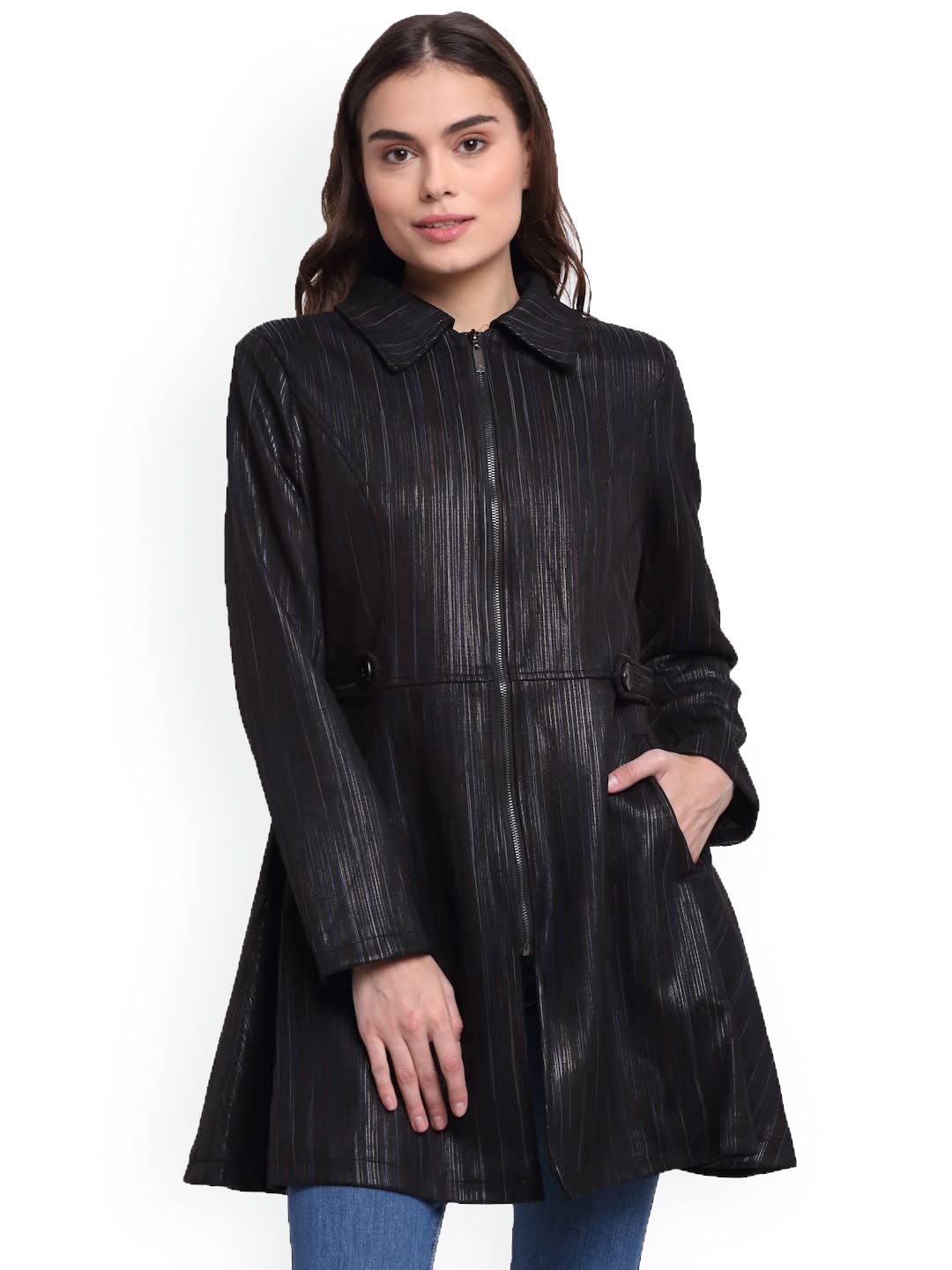 

Global Republic Women Single Breasted Shawl Collar OverCoats, Black