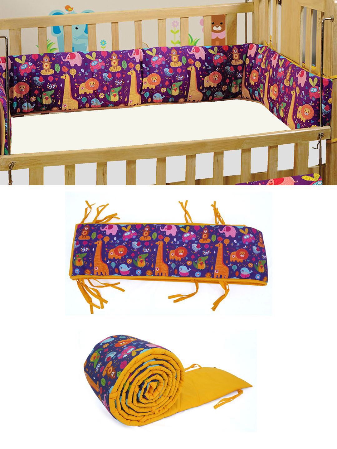 

SWAYAM Infants Printed Cotton Cot Bumpers, Purple