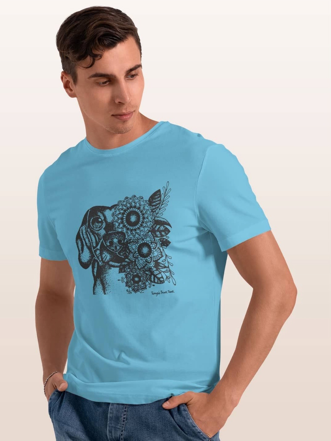 

macmerise Men Printed T-shirt, Blue
