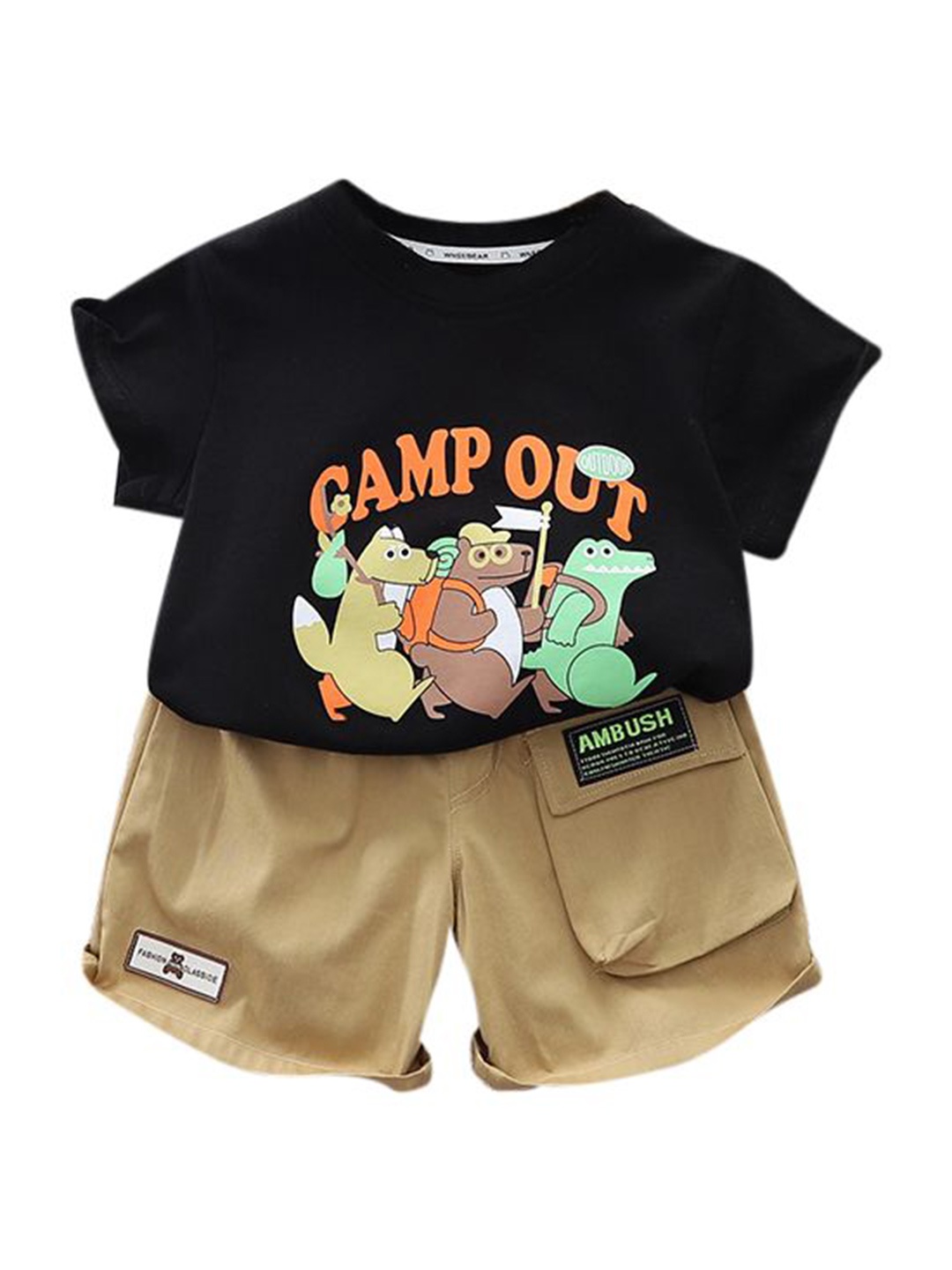 

StyleCast x Revolte Boys Printed Pure Cotton T-shirt with Shorts, Black