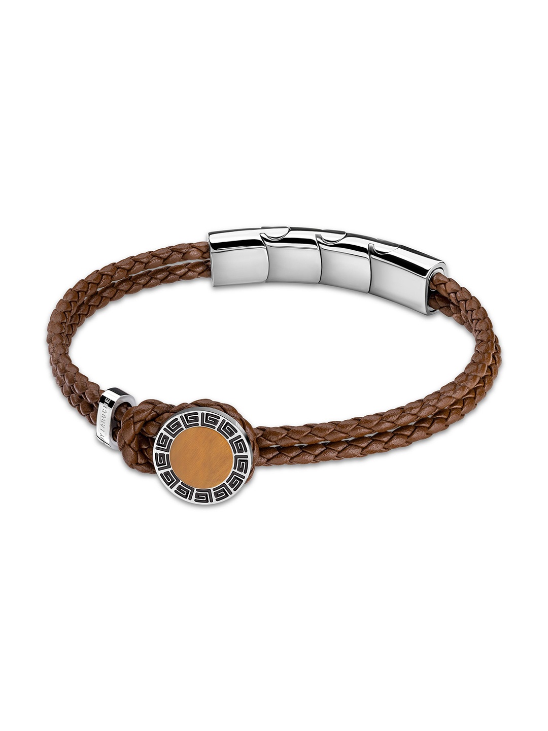 

Guy Laroche Marc Men Leather & Stainless Steel Wraparound Bracelet, Brown