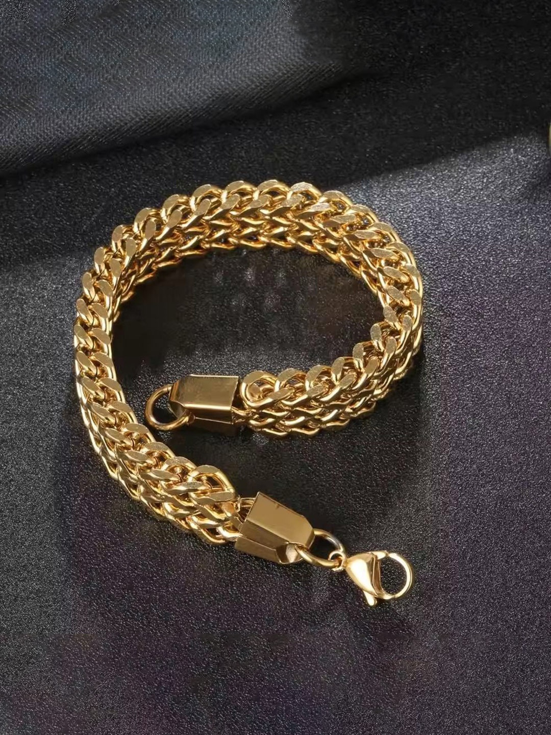 

MEENAZ Men Gold Plated Stainless Steel Link Bracelet