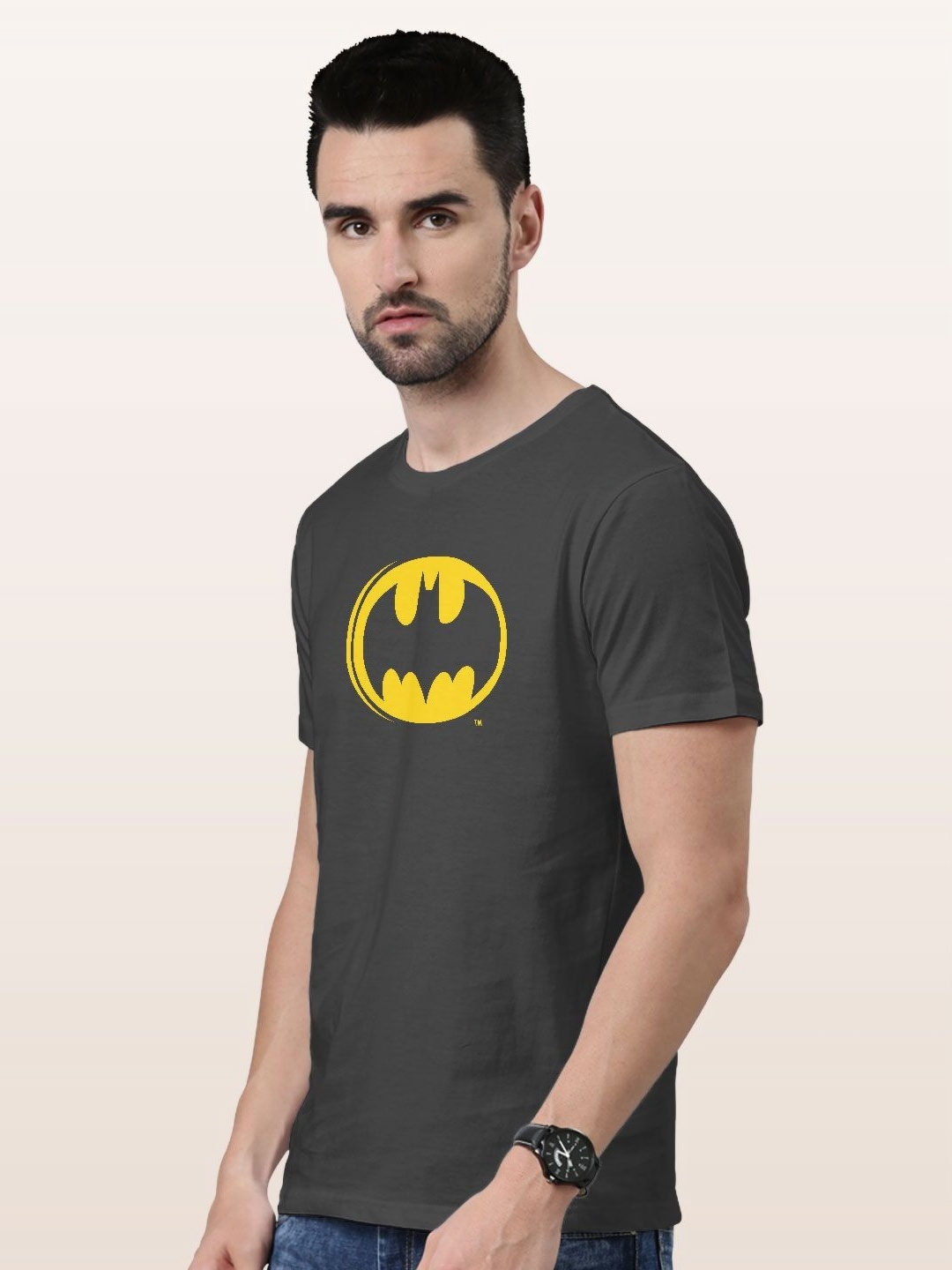 

macmerise Men Printed Applique T-shirt, Grey