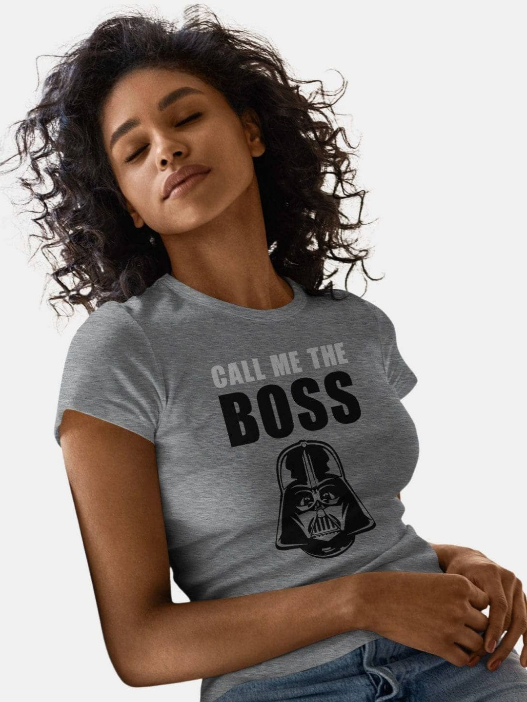 

macmerise Women Typography Printed Applique T-shirt, Grey