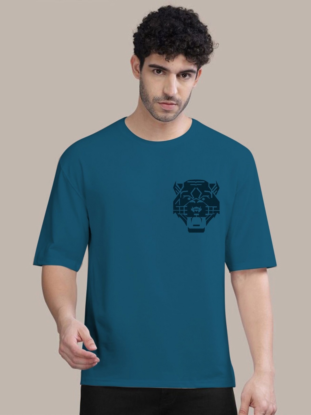 

AUSK Front & Back Printed Half Sleeve Round Neck Tshirt, Teal