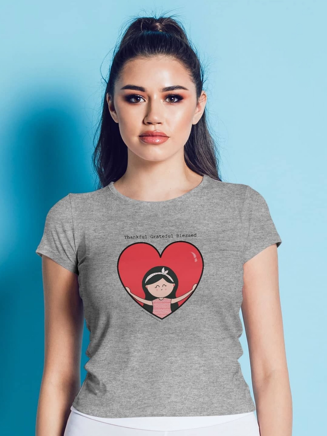 

macmerise Women Printed Applique T-shirt, Grey