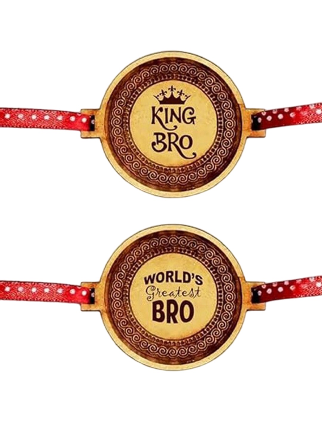 

THEYAYACAFE Set Of 2 Engraved Thread Rakhi, Brown