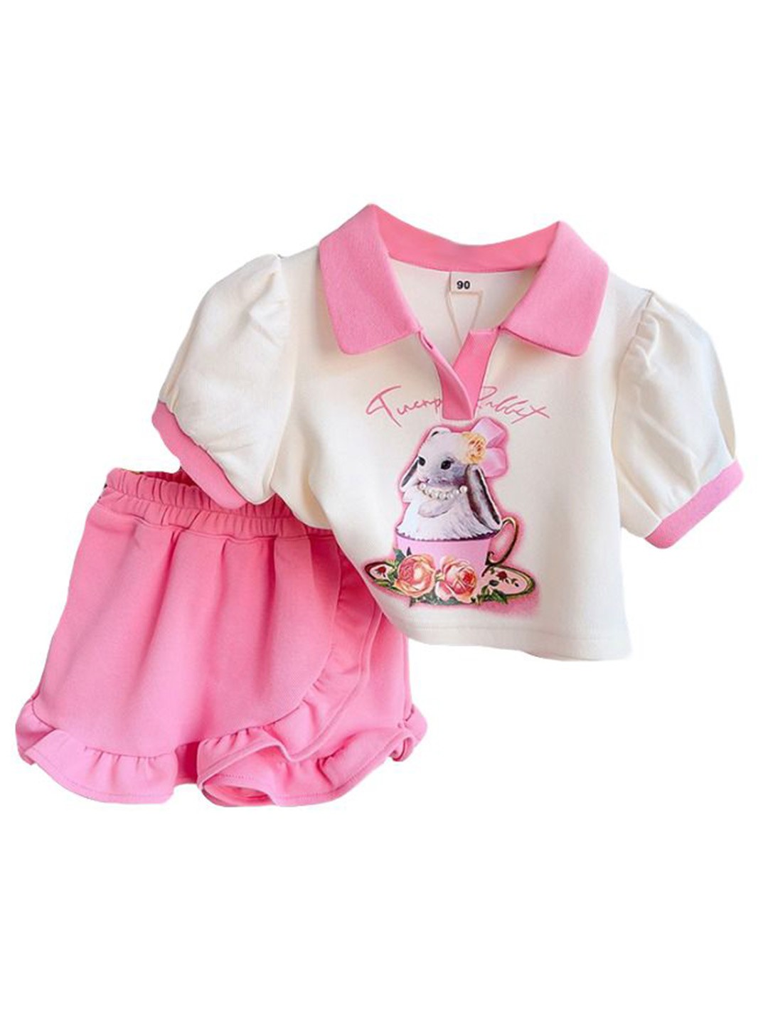 

StyleCast x Revolte Girls Printed Pure Cotton Top With Short, Pink