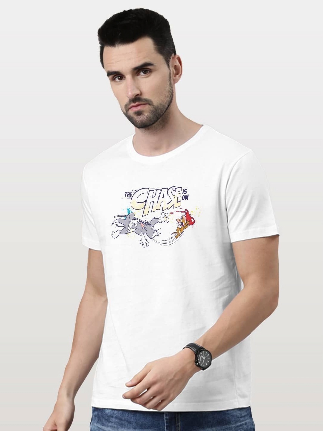 

macmerise Men Typography Printed Applique T-shirt, White