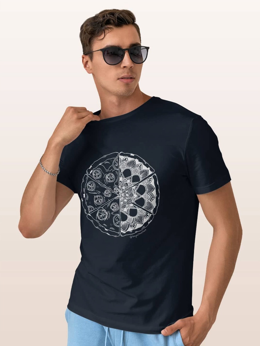 

macmerise Men Printed T-shirt, Blue