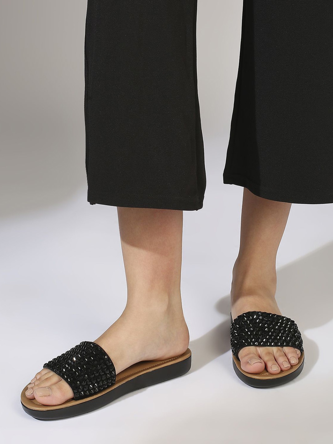 

Inc 5 Embellished Open Toe Flats, Black