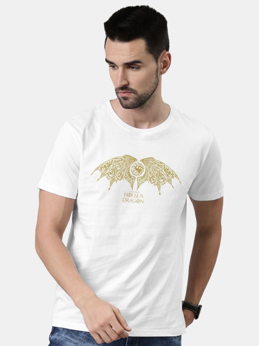

macmerise Men Typography Printed Raw Edge T-shirt, White