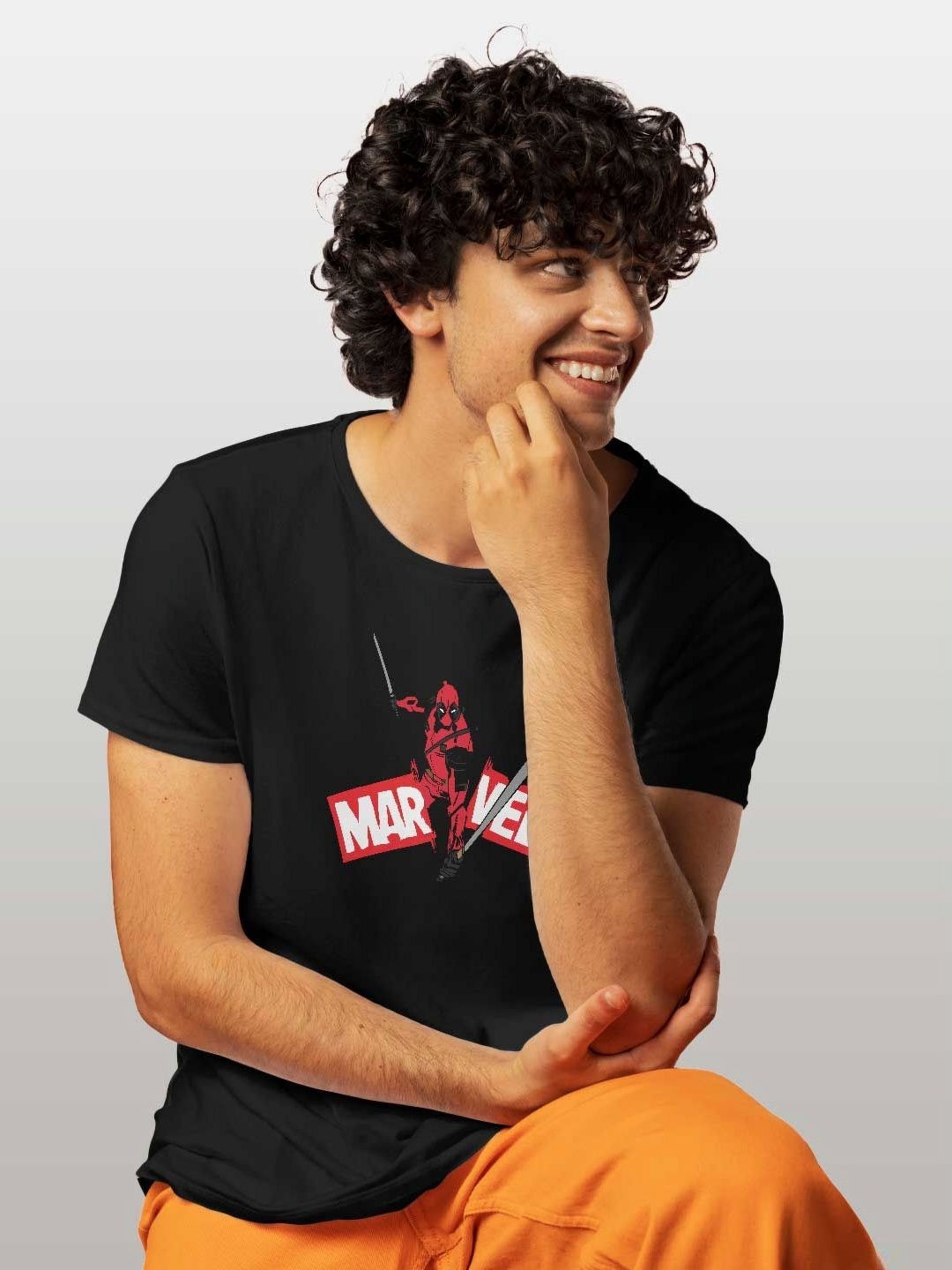 

macmerise Men Typography Printed Applique T-shirt, Black