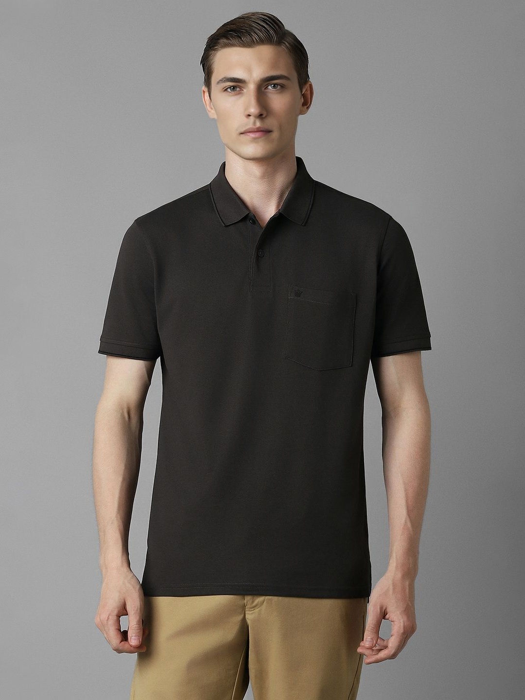 

Louis Philippe Men Polo Collar Pockets T-shirt, Brown