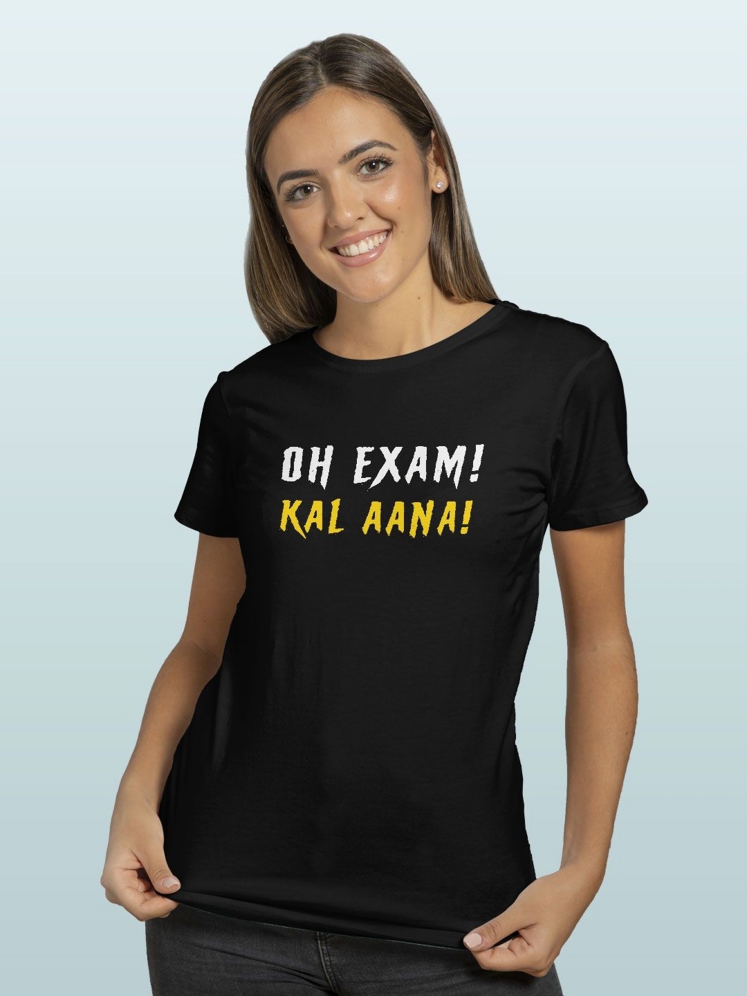 

macmerise Women Typography Printed Applique T-shirt, Black