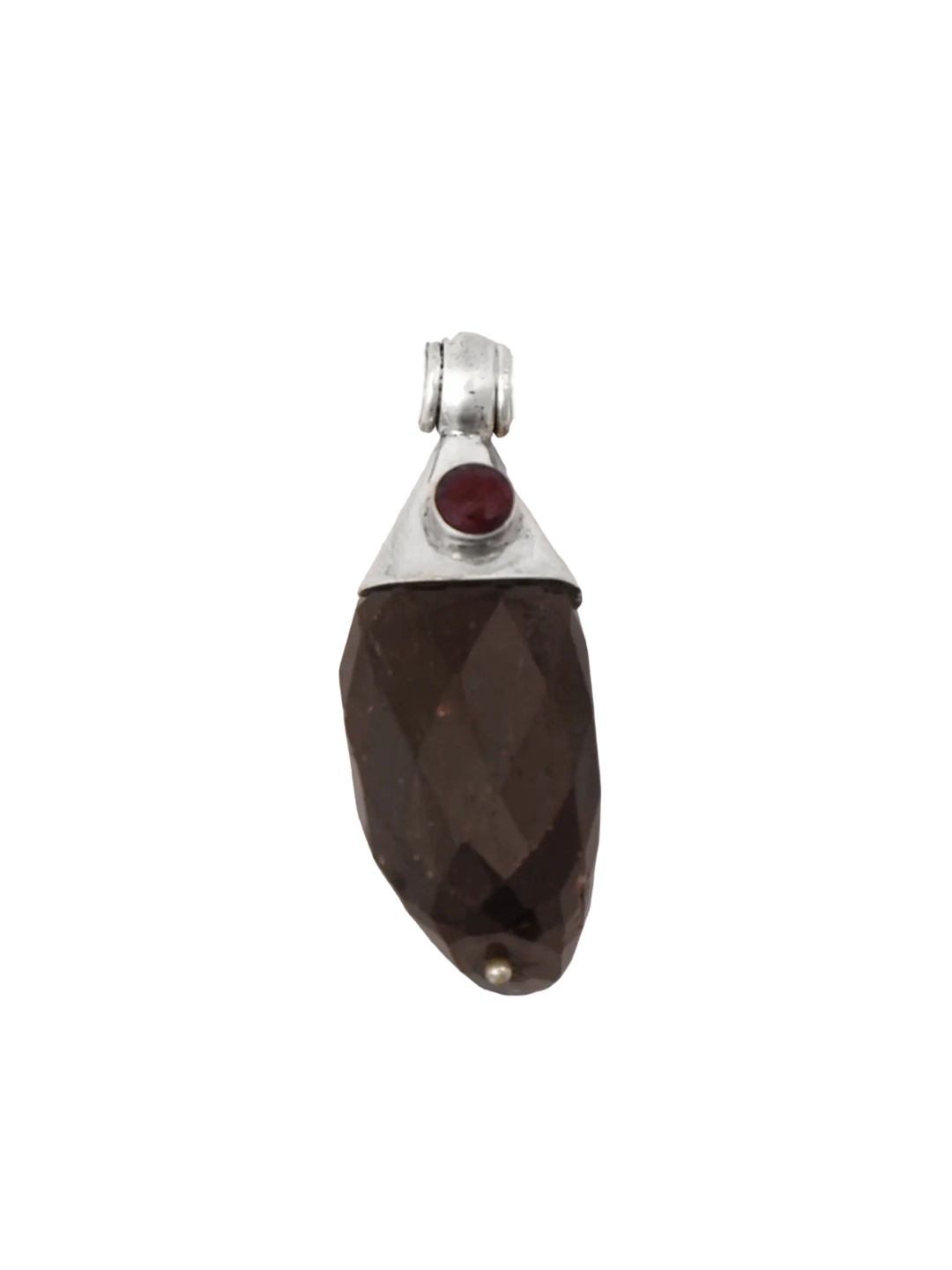 

Exotic India Smoky Quartz and Garnet Gemstone Sterling Silver Pendant