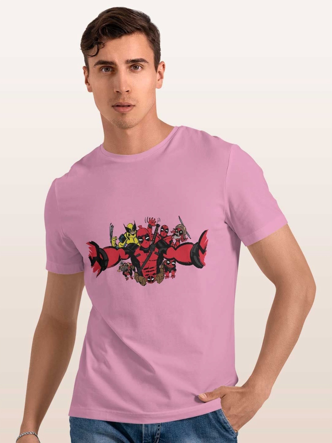 

macmerise Men Printed Pockets T-shirt, Pink