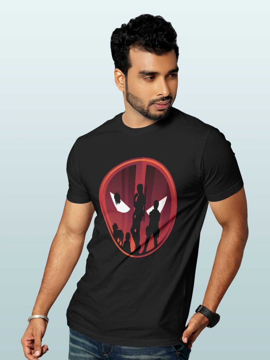 

macmerise Men Printed Applique T-shirt, Black