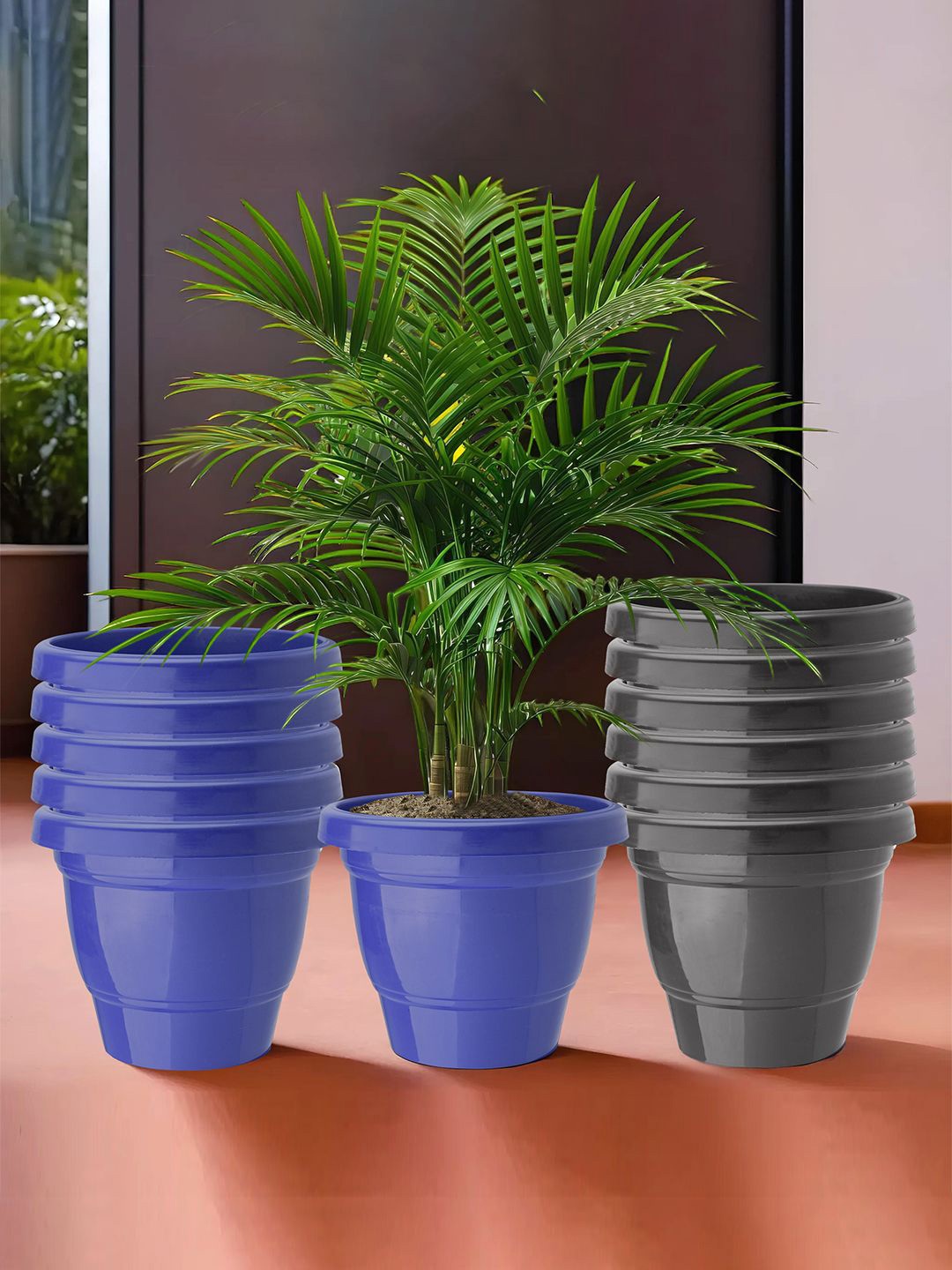 

Kuber Industries Black & Blue 12 Pieces 2-Layer Durable Planters