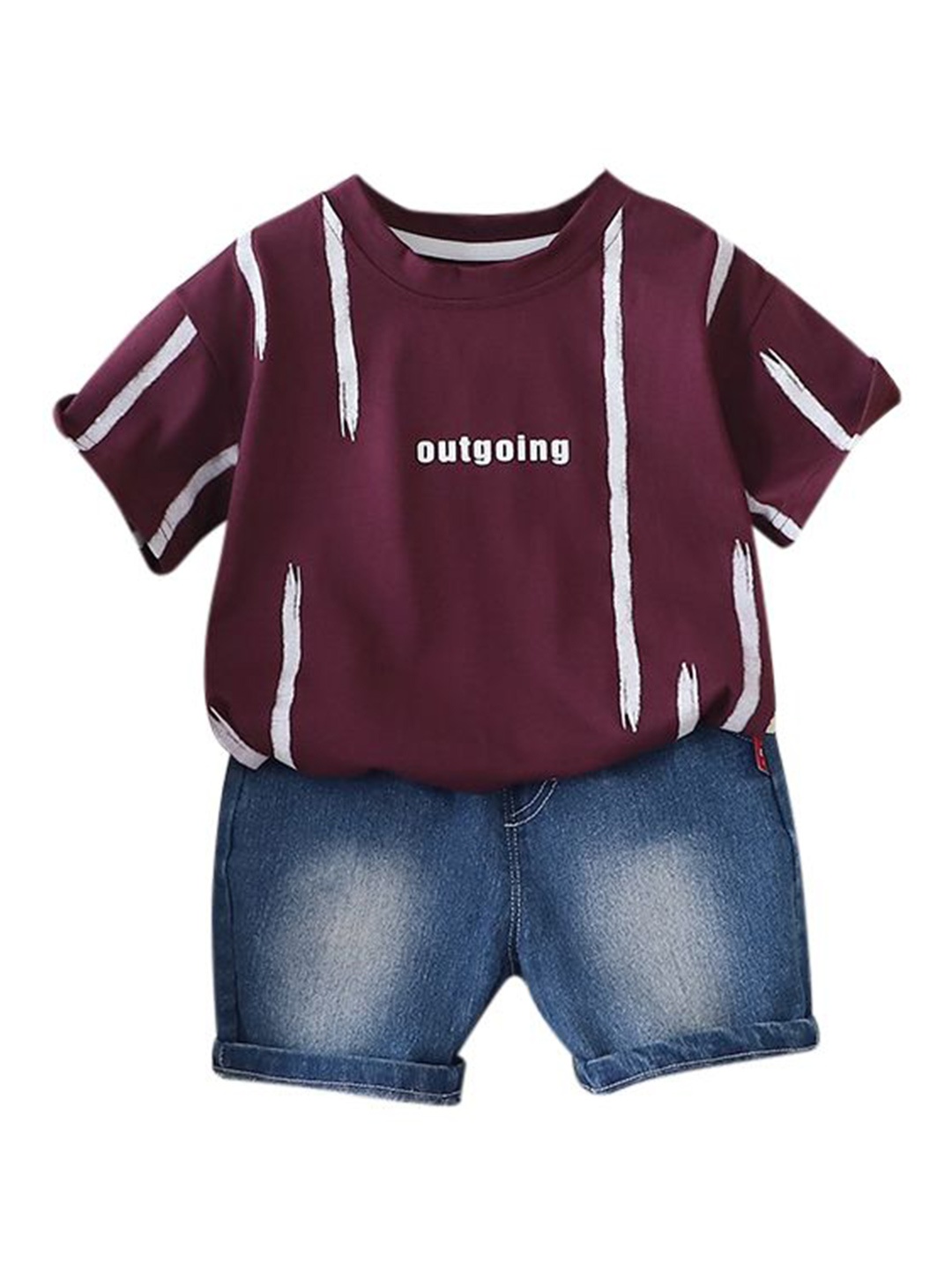 

StyleCast x Revolte Boys Printed Pure Cotton T-shirt with Shorts, Purple