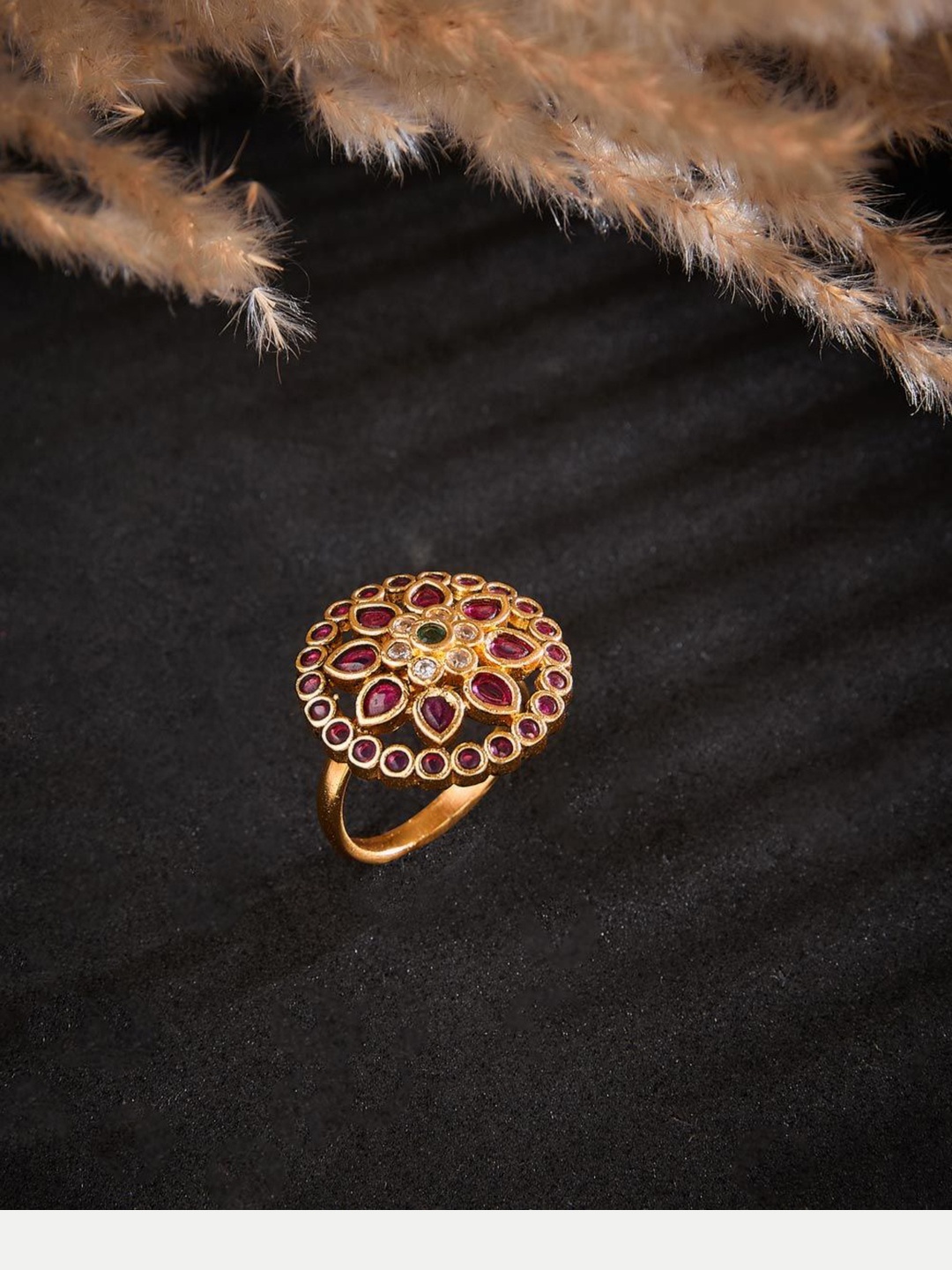

Fabindia Gold Plated Artificial Stones Studded Finger Ring