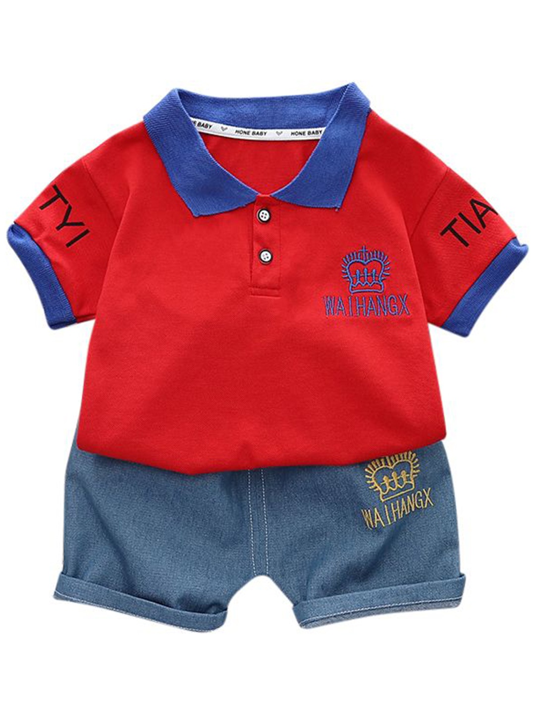 

StyleCast x Revolte Boys Printed Pure Cotton T-shirt with Shorts, Red