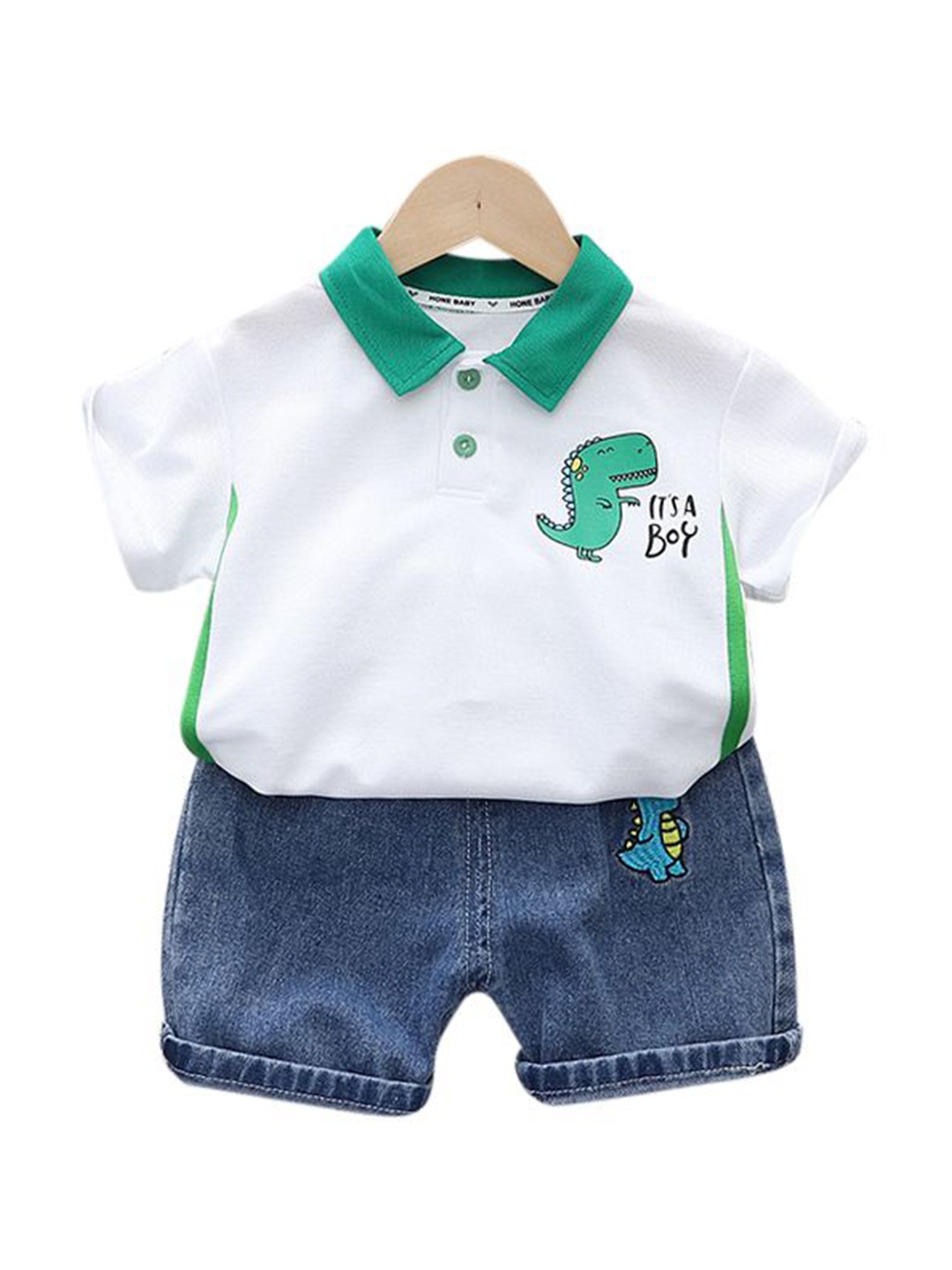 

StyleCast x Revolte Infant Boys Printed Pure Cotton T-shirt With Shorts, White