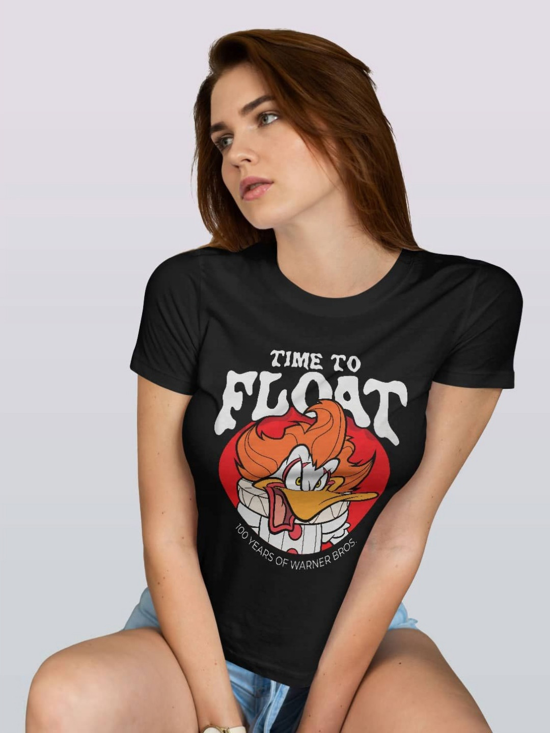 

macmerise Women Printed Extended Sleeves Applique T-shirt, Black