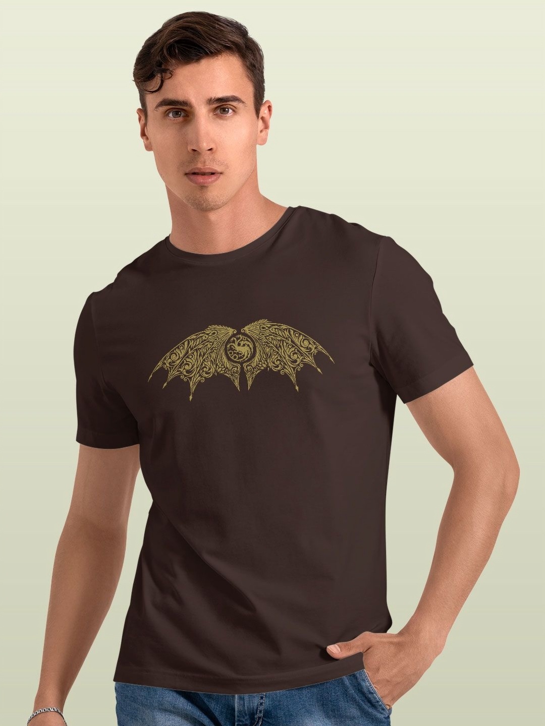 

macmerise Men Printed Pockets T-shirt, Brown