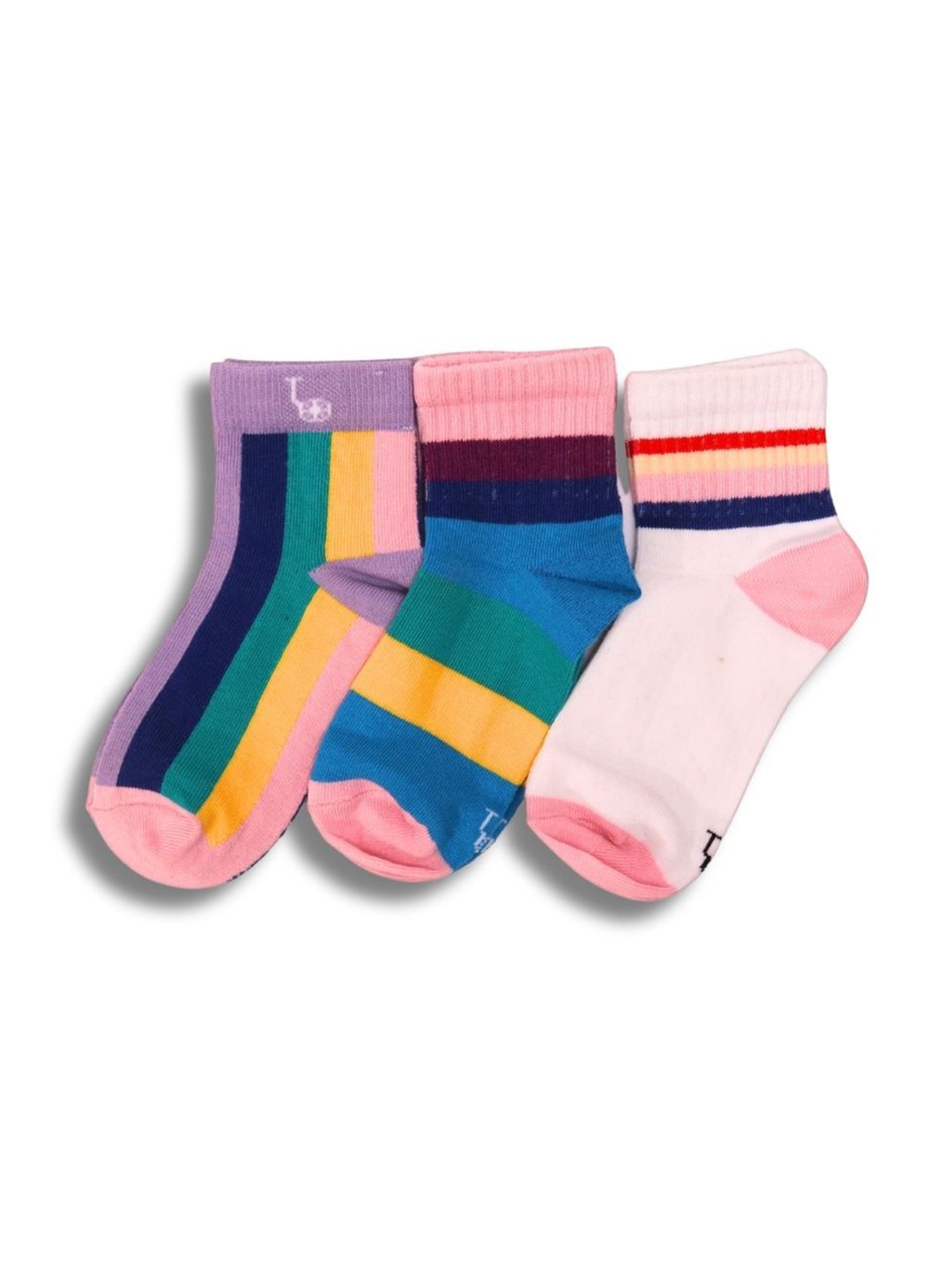 

Thela Gaadi Pack Of 3 Kids Patterned Ankle-Length Socks, Pink