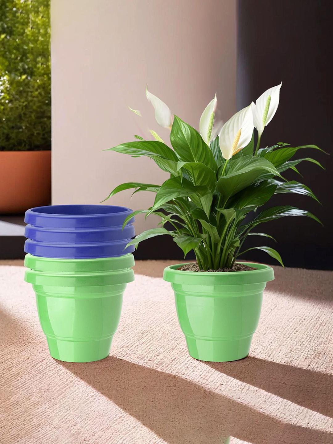 

Kuber Industries Green & Blue 6 Pieces Planters