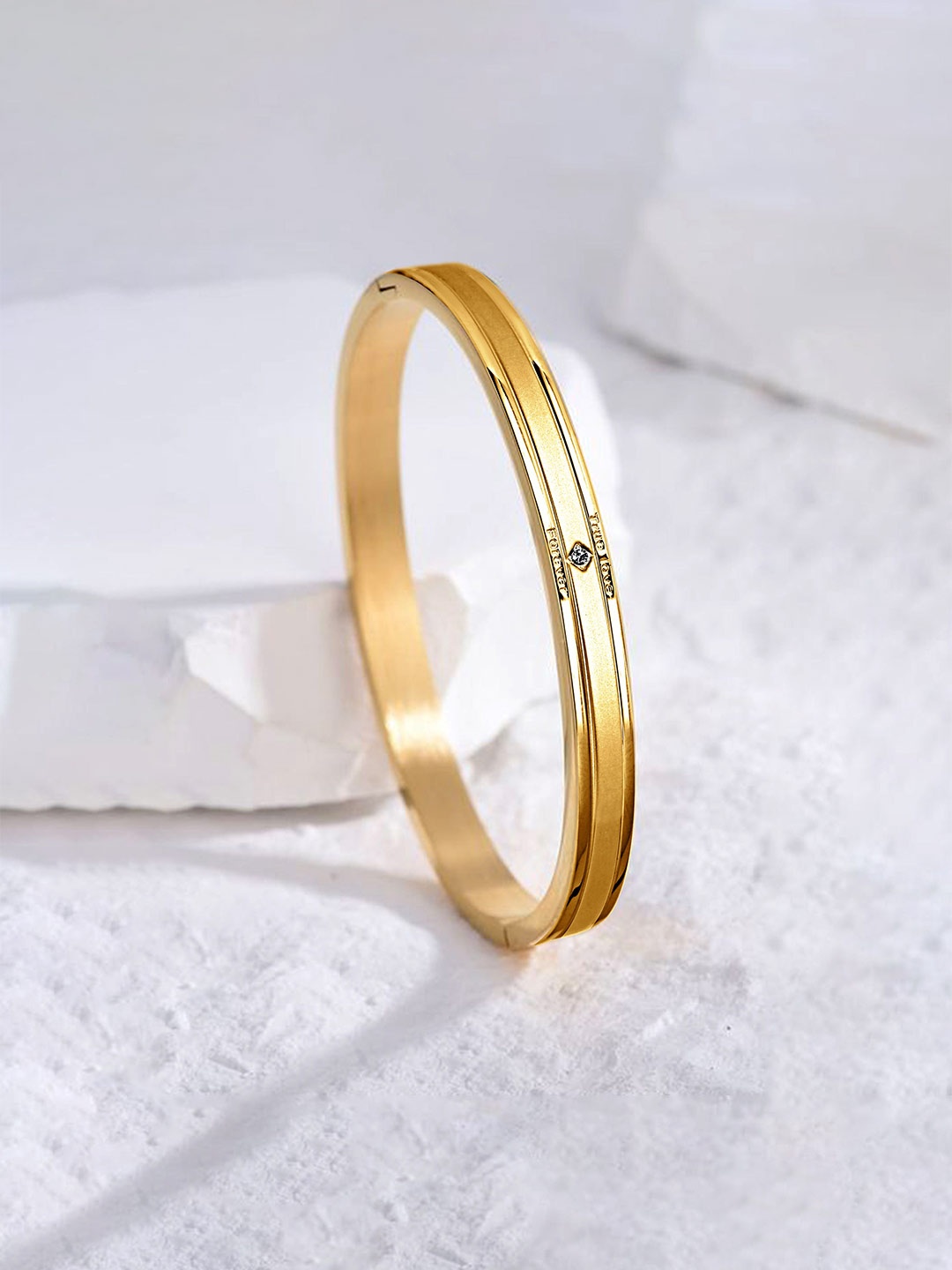 

MEENAZ Men Gold Plated Stainless Steel Kada Bracelet