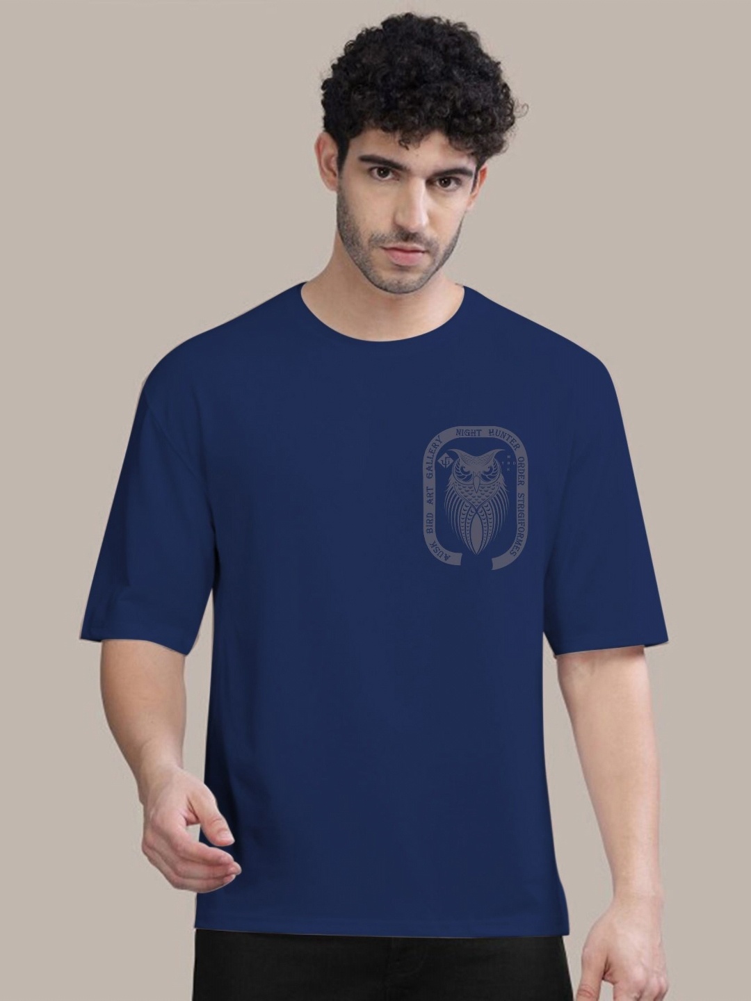 

AUSK Front & Back Printed Half Sleeve Round Neck Tshirt, Navy blue