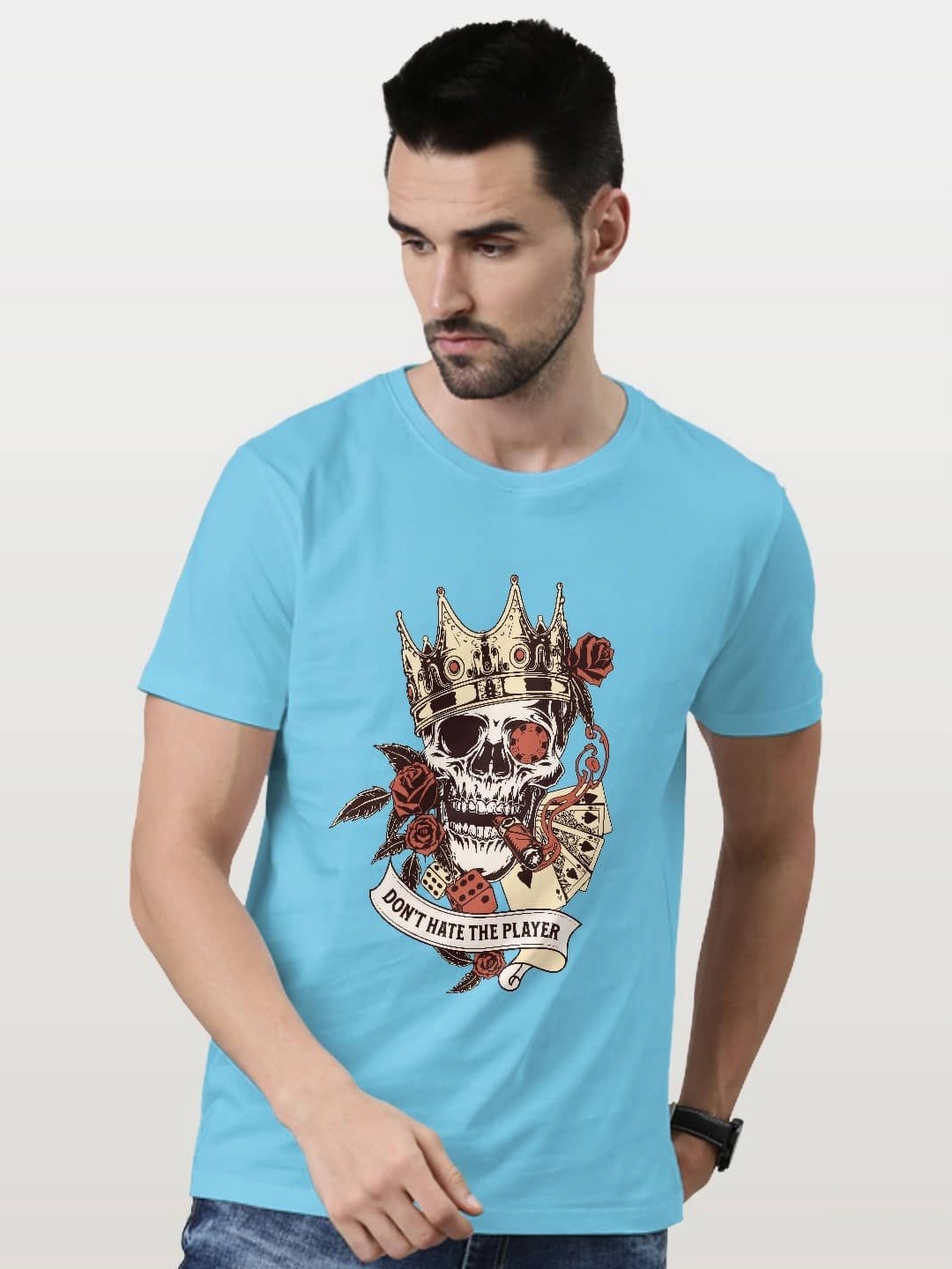 

macmerise Men Printed Cut Outs T-shirt, Blue