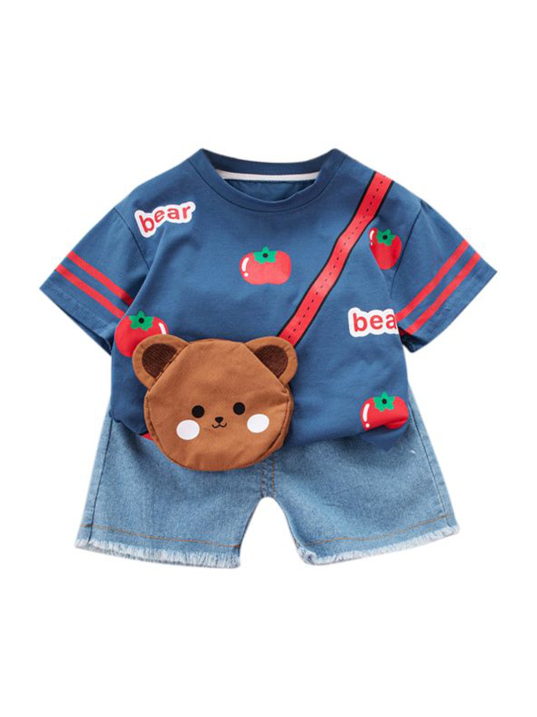 

StyleCast x Revolte Boys Blue & Red Printed Pure Cotton T-shirt with Shorts